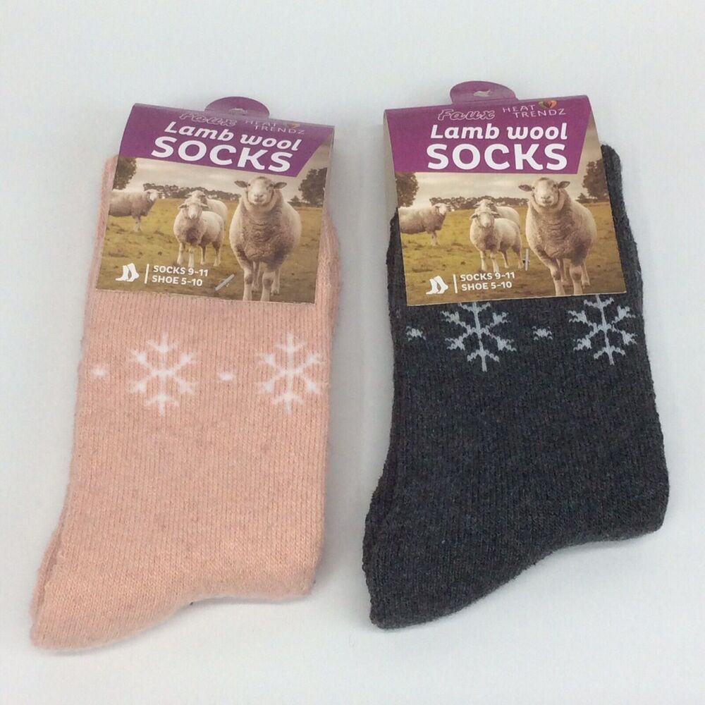 Heat Trendz Women's Socks Wool Blend Size 9-11 Pink & Gray 2 Pair Hiking Winter